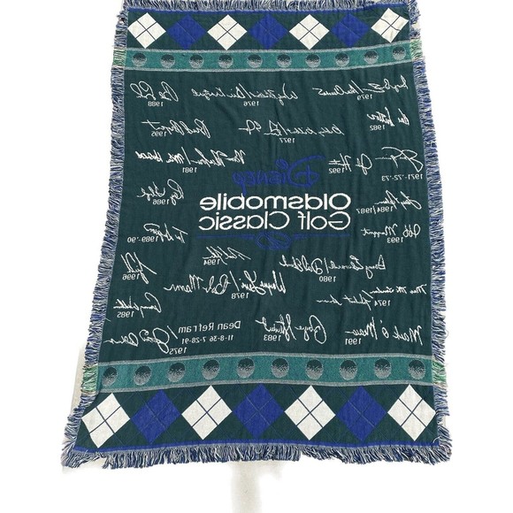 Vtg Disney Oldsmobile Golf Tapestry Throw Blanket - Picture 9 of 9